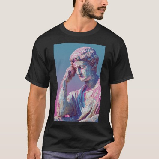 Vaporwave Classical Bust — Neon Gradient Aesthetic T-shirt (Voorkant)