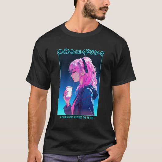 Vaporwave Cyber Anime Girl Japans Esthetisch Punk T-shirt (Voorkant)