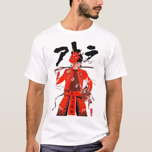 Vaporwave Cyberpunk Samurai Warrior  T-shirt (Voorkant)
