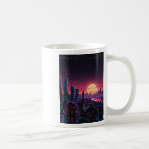 Vaporwave Cyberpunk Stadslandschap – Neon Skyline Koffiemok