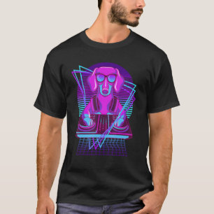 Vaporwave Dachshund DJ Platenspeler Sunglass Dachs T-shirt