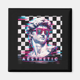 Vaporwave david glitch art esthetiek retrowave 80s magneet