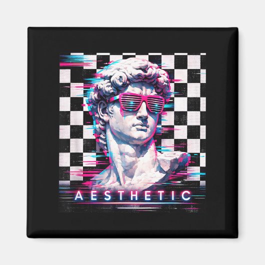 Vaporwave david glitch art esthetiek retrowave 80s magneet (Voorkant)