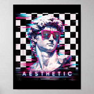 Vaporwave david glitch art esthetiek retrowave jar poster