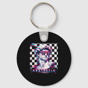 Vaporwave david glitch kunst esthetiek retrowave 8 sleutelhanger