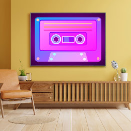 Vaporwave donker paars Y2k 90s audio cassette Poster