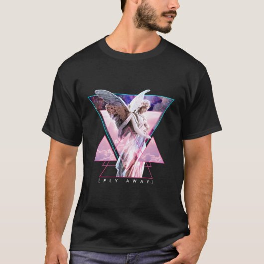 Vaporwave Engel Beeld Vleugels Fly Aesthetic T-shirt (Voorkant)