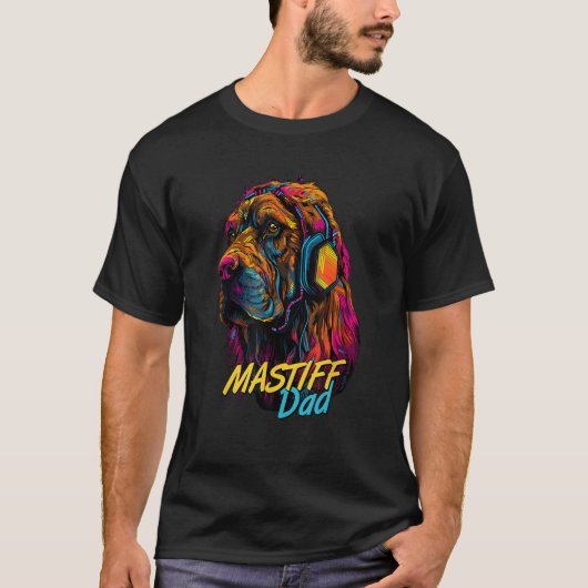 Vaporwave Engels Mastiff Papa Futuristisch Engels  T-shirt (Voorkant)