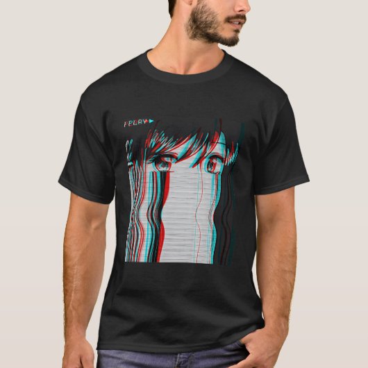 Vaporwave esthetische droevige anime E Harajuku T-shirt (Voorkant)