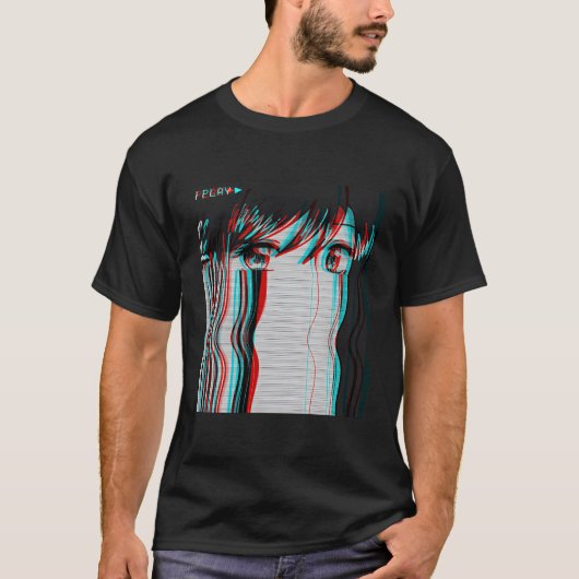 Vaporwave esthetische droevige anime E Harajuku T-shirt (Voorkant)