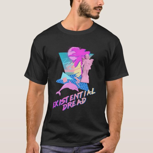 Vaporwave Esthetische Existentiële Dread Dolphin A T-shirt (Voorkant)