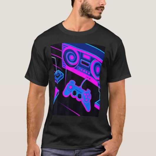 Vaporwave esthetische gameconsole Controller T-shirt (Voorkant)