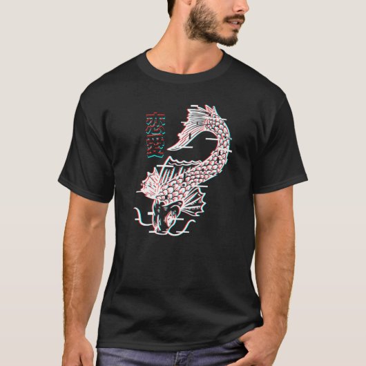 Vaporwave Esthetische Japanse Koi Vis T-shirt (Voorkant)
