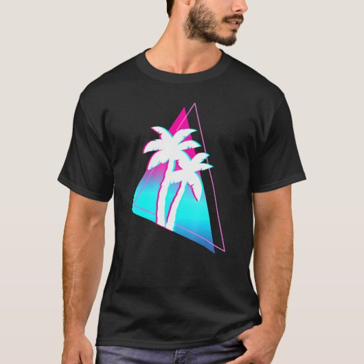 Vaporwave esthetische palmbomen 90s Art Tropical S T-shirt (Voorkant)