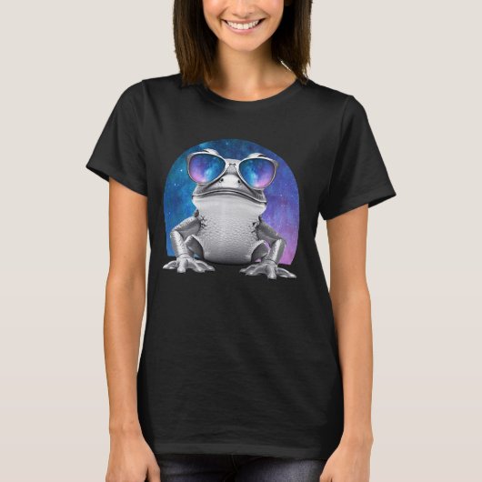 Vaporwave Frog Space Glasses Galaxy Zonnebril Toa T-shirt (Voorkant)