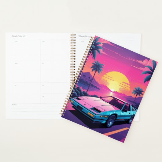 Vaporwave futuristische retro sportwagenplanner planner (Display)