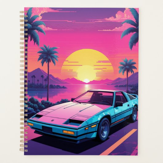 Vaporwave futuristische retro sportwagenplanner planner (Voorkant)