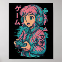 Vaporwave Gamer Meisje Japanse Art Anime Manga Gra