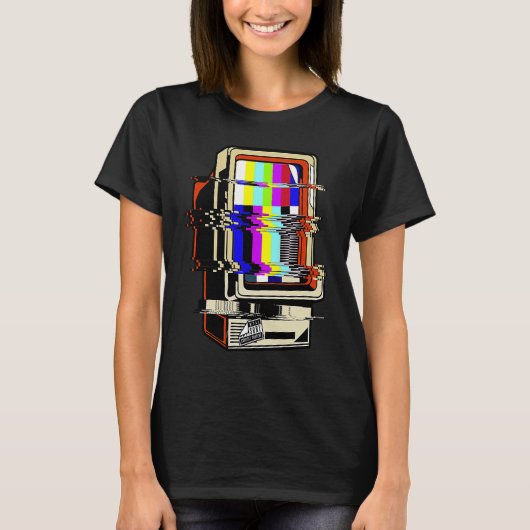 Vaporwave Geen signaal televisie van de Glitch Com T-shirt (Voorkant)