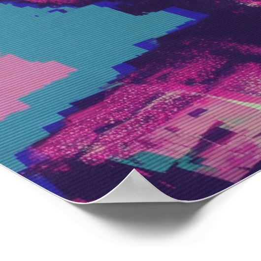 Vaporwave Glitch Art Portrait Poster (Hoek)