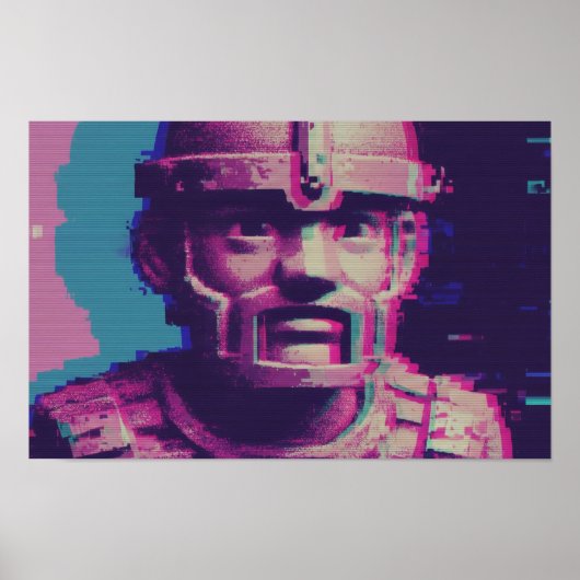 Vaporwave Glitch Art Portrait Poster (Voorkant)