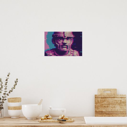 Vaporwave Glitch Art Portrait Poster (Keuken)