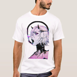 Vaporwave Glitch Girl Cyberpunk Style  T-shirt