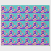 Vaporwave Great Wave: gestileerde oceaankunst Cadeaupapier (Vlak)