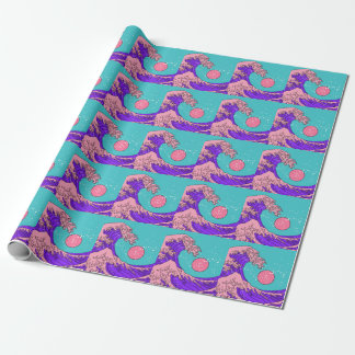Vaporwave Great Wave: gestileerde oceaankunst Cadeaupapier