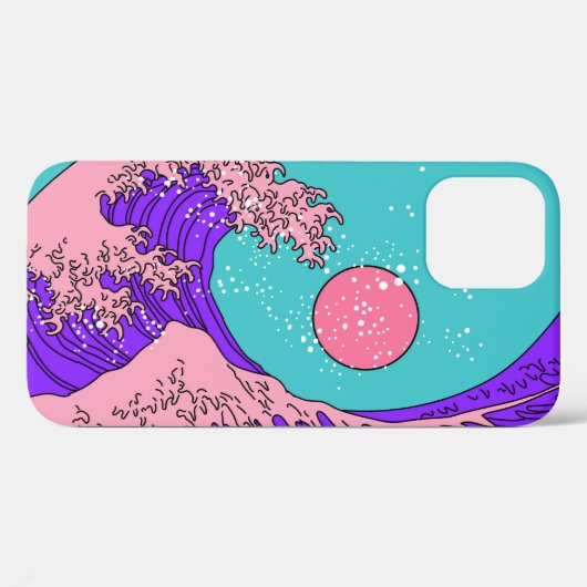 Vaporwave Great Wave: gestileerde oceaankunst Case-Mate iPhone Case (Achterkant (horizontaal))