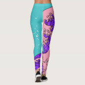 Vaporwave Great Wave: gestileerde oceaankunst Leggings (Achterkant)