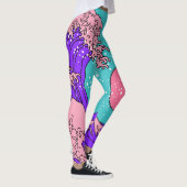 Vaporwave Great Wave: gestileerde oceaankunst Leggings (Rechts)