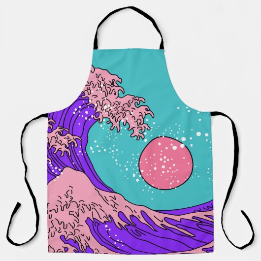 Vaporwave Great Wave: gestileerde oceaankunst Schort (Voorkant)