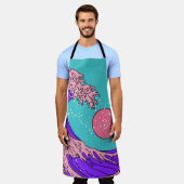 Vaporwave Great Wave: gestileerde oceaankunst Schort (Gedragen)