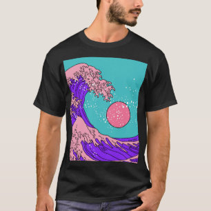 Vaporwave Great Wave: gestileerde oceaankunst T-shirt