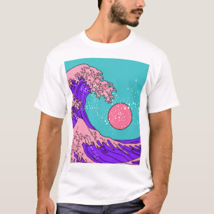 Vaporwave Great Wave: gestileerde oceaankunst T-shirt