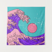 Vaporwave Great Wave: gestileerde oceaankunst Wandkleed (Voorkant)