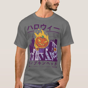 Vaporwave Jackolantern Pompoen Esthetiek Japans T-shirt