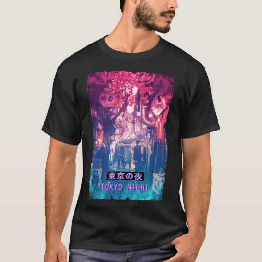 Vaporwave Japan Street Mode Glitch Tokyo Night T-shirt (Voorkant)