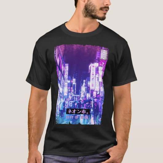 Vaporwave Japan Street Mode Tokyo City Rush T-shirt (Voorkant)