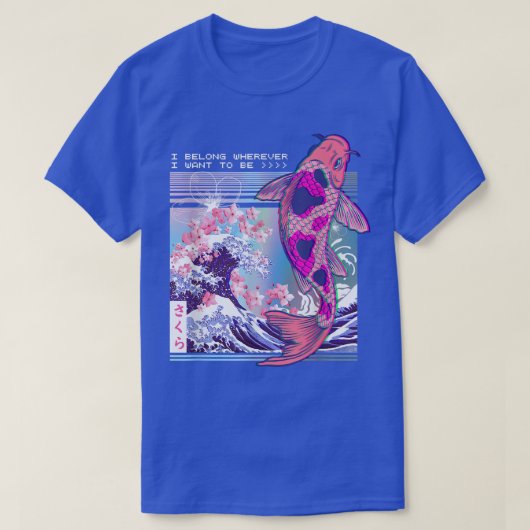 Vaporwave Japanese Koi Sakura Cherry Blossom Nishi T-shirt (Design voorkant)