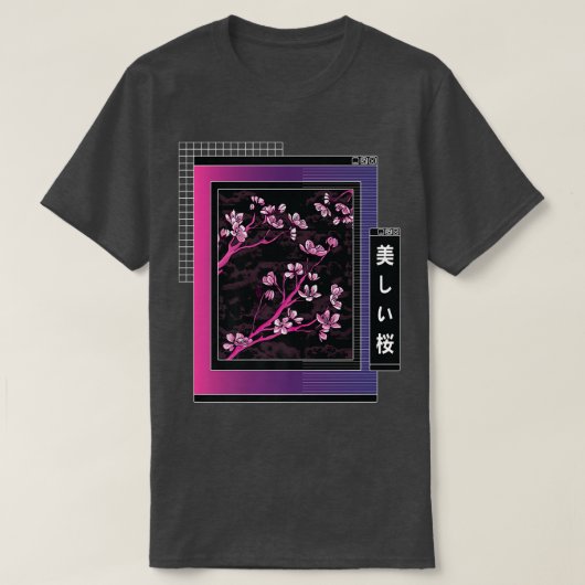 Vaporwave Japanse Cherry Sakura Blossom Aest T-shirt (Design voorkant)