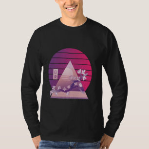 Vaporwave kersenbloesems piramide zonsondergang gr t-shirt