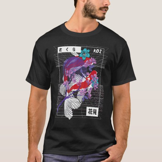 Vaporwave Koi Fish Japan Sakura Carp Breeder T-shirt (Voorkant)