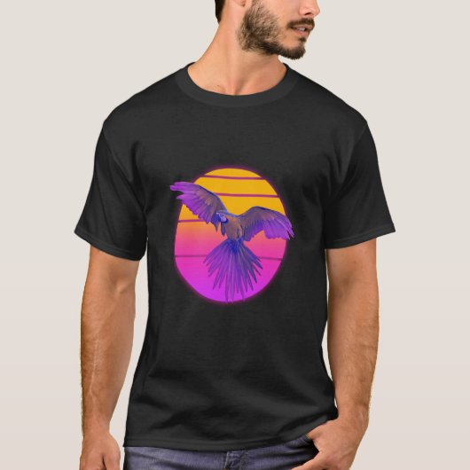 Vaporwave Macaw Parrot Tropical Bird Birdwatching T-shirt (Voorkant)