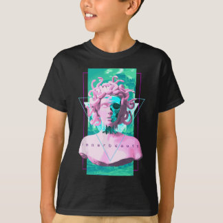 Vaporwave Medusa standbeeld met schedel esthetisch T-shirt