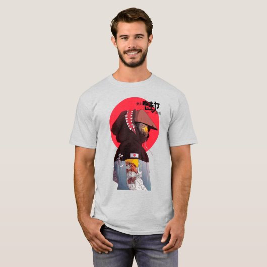 Vaporwave Modern Urban Cybperunk Style Samurai  T-shirt (Voorkant volledig)