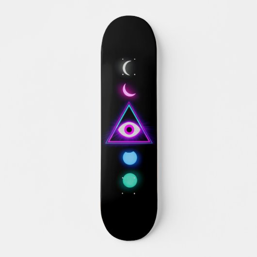 Vaporwave Moon Persoonlijk Skateboard (Voorkant)