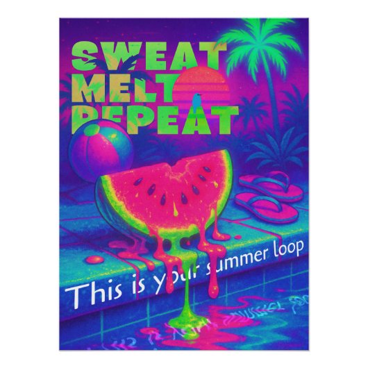 Vaporwave Neon 80s Tropische Warmte Perfect Poster (Voorkant)