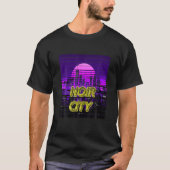Vaporwave Noir City 80S Future City Gamer Science T-shirt (Voorkant)